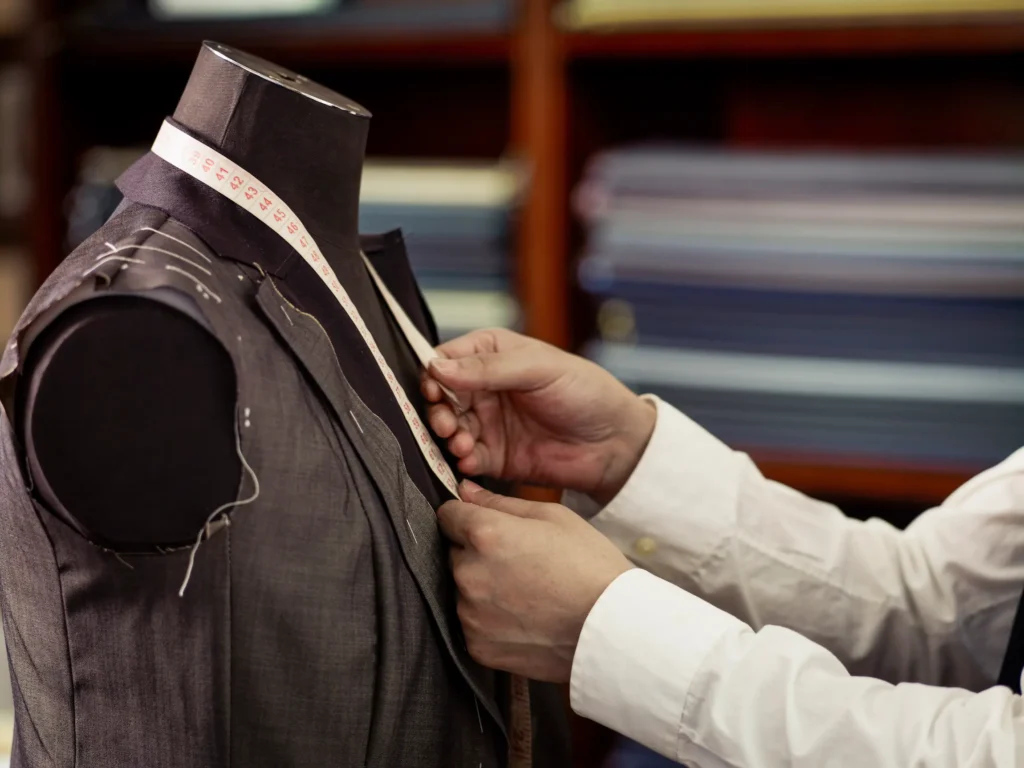 Custom suit consultation and fitting at The Tailored Foundation in Libertyville Illinois