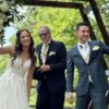 People at wedding with custom clothing