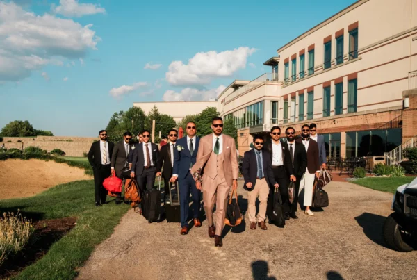 Wedding party wearing suits