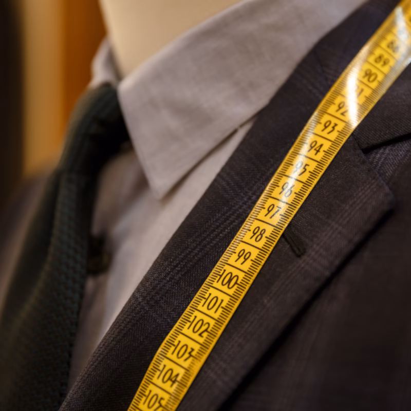 Man checking the measures of his suit