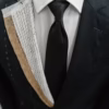 Close-up of a tailored suit in an atelier showing intricate craftsmanship.